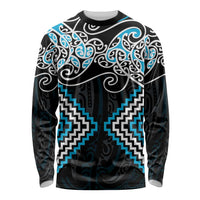 Blue Aotearoa Tukutuku Manawa Tapu Long Sleeve Shirt Ta Moko Toi Maori LT9 Unisex Blue - Polynesian Pride