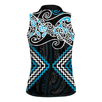 Blue Aotearoa Tukutuku Manawa Tapu Women Sleeveless Polo Shirt Ta Moko Toi Maori LT9 - Polynesian Pride