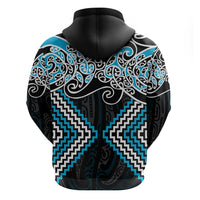 Blue Aotearoa Tukutuku Manawa Tapu Zip Hoodie Ta Moko Toi Maori LT9 - Polynesian Pride