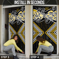 Gold Aotearoa Tukutuku Manawa Tapu Door Cover Ta Moko Toi Maori LT9 - Polynesian Pride