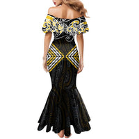 Gold Aotearoa Tukutuku Manawa Tapu Family Matching Mermaid Dress and Hawaiian Shirt Ta Moko Toi Maori LT9 - Polynesian Pride