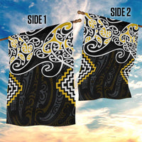 Gold Aotearoa Tukutuku Manawa Tapu Garden Flag Ta Moko Toi Maori LT9 - Polynesian Pride