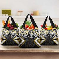 Gold Aotearoa Tukutuku Manawa Tapu Grocery Bag Ta Moko Toi Maori LT9 3-pack One Size Gold - Polynesian Pride