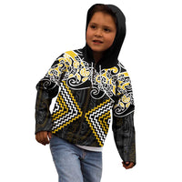 Gold Aotearoa Tukutuku Manawa Tapu Kid Hoodie Ta Moko Toi Maori LT9 - Polynesian Pride