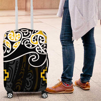 Gold Aotearoa Tukutuku Manawa Tapu Luggage Cover Ta Moko Toi Maori LT9 Gold - Polynesian Pride