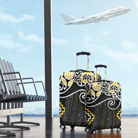 Gold Aotearoa Tukutuku Manawa Tapu Luggage Cover Ta Moko Toi Maori LT9 - Polynesian Pride