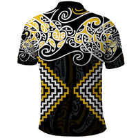 Gold Aotearoa Tukutuku Manawa Tapu Polo Shirt Ta Moko Toi Maori LT9 - Polynesian Pride