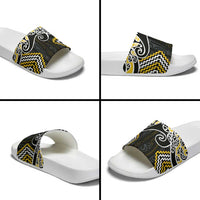 Gold Aotearoa Tukutuku Manawa Tapu Slide Sandals Ta Moko Toi Maori LT9 - Polynesian Pride