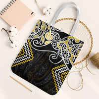 Gold Aotearoa Tukutuku Manawa Tapu Tote Bag Ta Moko Toi Maori LT9 White Strap One Size Gold - Polynesian Pride