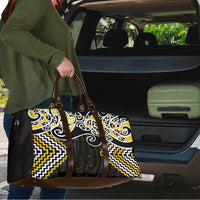 Gold Aotearoa Tukutuku Manawa Tapu Travel Bag Ta Moko Toi Maori LT9 - Polynesian Pride