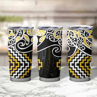 Gold Aotearoa Tukutuku Manawa Tapu Tumbler Cup Ta Moko Toi Maori LT9 - Polynesian Pride