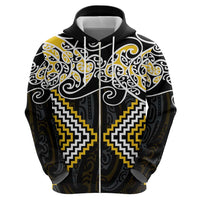 Gold Aotearoa Tukutuku Manawa Tapu Zip Hoodie Ta Moko Toi Maori LT9 - Polynesian Pride