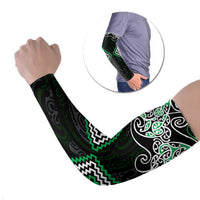 Green Aotearoa Tukutuku Manawa Tapu Arm Sleeves Ta Moko Toi Maori LT9 Set of 2 Green - Polynesian Pride