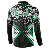 Green Aotearoa Tukutuku Manawa Tapu Button Sweatshirt Ta Moko Toi Maori