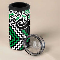 Green Aotearoa Tukutuku Manawa Tapu 4 in 1 Can Cooler Tumbler Ta Moko Toi Maori LT9 - Polynesian Pride