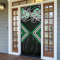 Green Aotearoa Tukutuku Manawa Tapu Door Cover Ta Moko Toi Maori LT9 - Polynesian Pride