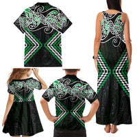 Green Aotearoa Tukutuku Manawa Tapu Family Matching Tank Maxi Dress and Hawaiian Shirt Ta Moko Toi Maori LT9 - Polynesian Pride
