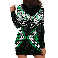 Green Aotearoa Tukutuku Manawa Tapu Hoodie Dress Ta Moko Toi Maori LT9 - Polynesian Pride