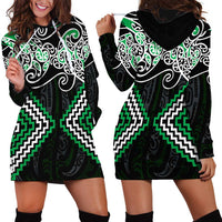 Green Aotearoa Tukutuku Manawa Tapu Hoodie Dress Ta Moko Toi Maori LT9 - Polynesian Pride