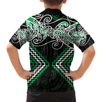 Green Aotearoa Tukutuku Manawa Tapu Kid Hawaiian Shirt Ta Moko Toi Maori LT9 - Polynesian Pride