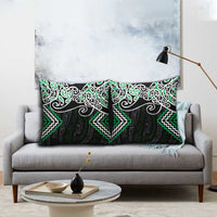 Green Aotearoa Tukutuku Manawa Tapu Pillow Cover Ta Moko Toi Maori LT9 - Polynesian Pride