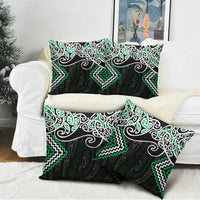Green Aotearoa Tukutuku Manawa Tapu Pillow Cover Ta Moko Toi Maori LT9 - Polynesian Pride