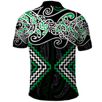 Green Aotearoa Tukutuku Manawa Tapu Polo Shirt Ta Moko Toi Maori LT9 - Polynesian Pride