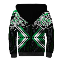 Green Aotearoa Tukutuku Manawa Tapu Sherpa Hoodie Ta Moko Toi Maori LT9 - Polynesian Pride