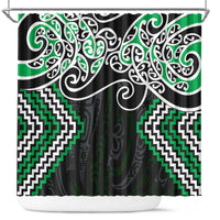 Green Aotearoa Tukutuku Manawa Tapu Shower Curtain Ta Moko Toi Maori LT9 Green - Polynesian Pride