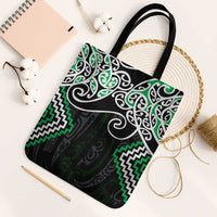 Green Aotearoa Tukutuku Manawa Tapu Tote Bag Ta Moko Toi Maori LT9 Black Strap One Size Green - Polynesian Pride