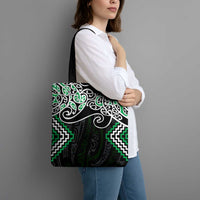 Green Aotearoa Tukutuku Manawa Tapu Tote Bag Ta Moko Toi Maori LT9 - Polynesian Pride