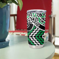 Green Aotearoa Tukutuku Manawa Tapu Tumbler Cup Ta Moko Toi Maori LT9 - Polynesian Pride
