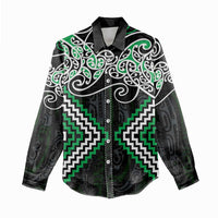 Green Aotearoa Tukutuku Manawa Tapu Women Casual Shirt Ta Moko Toi Maori LT9 - Polynesian Pride