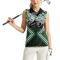 Green Aotearoa Tukutuku Manawa Tapu Women Sleeveless Polo Shirt Ta Moko Toi Maori LT9 - Polynesian Pride