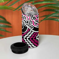Pink Aotearoa Tukutuku Manawa Tapu 4 in 1 Can Cooler Tumbler Ta Moko Toi Maori LT9 - Polynesian Pride