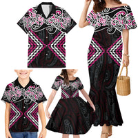Pink Aotearoa Tukutuku Manawa Tapu Family Matching Mermaid Dress and Hawaiian Shirt Ta Moko Toi Maori LT9 - Polynesian Pride