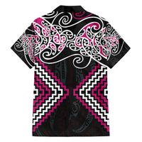 Pink Aotearoa Tukutuku Manawa Tapu Family Matching Off Shoulder Maxi Dress and Hawaiian Shirt Ta Moko Toi Maori LT9 - Polynesian Pride