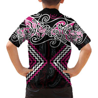 Pink Aotearoa Tukutuku Manawa Tapu Family Matching Short Sleeve Bodycon Dress and Hawaiian Shirt Ta Moko Toi Maori LT9 - Polynesian Pride