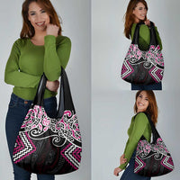 Pink Aotearoa Tukutuku Manawa Tapu Grocery Bag Ta Moko Toi Maori LT9 - Polynesian Pride