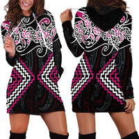 Pink Aotearoa Tukutuku Manawa Tapu Hoodie Dress Ta Moko Toi Maori LT9 - Polynesian Pride