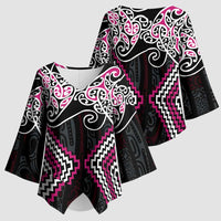 Pink Aotearoa Tukutuku Manawa Tapu Kimono Sleeve Blouse Ta Moko Toi Maori LT9 - Polynesian Pride