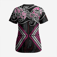 Pink Aotearoa Tukutuku Manawa Tapu Scrub Top Ta Moko Toi Maori LT9 - Polynesian Pride