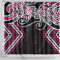 Pink Aotearoa Tukutuku Manawa Tapu Shower Curtain Ta Moko Toi Maori LT9 - Polynesian Pride