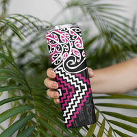 Pink Aotearoa Tukutuku Manawa Tapu Skinny Tumbler Ta Moko Toi Maori LT9 - Polynesian Pride