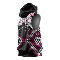Pink Aotearoa Tukutuku Manawa Tapu Sleeveless Hoodie Ta Moko Toi Maori LT9 - Polynesian Pride