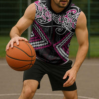 Pink Aotearoa Tukutuku Manawa Tapu Sleeveless Hoodie Ta Moko Toi Maori LT9 - Polynesian Pride