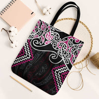 Pink Aotearoa Tukutuku Manawa Tapu Tote Bag Ta Moko Toi Maori LT9 Black Strap One Size Pink - Polynesian Pride