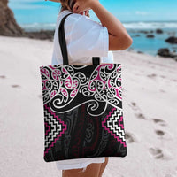 Pink Aotearoa Tukutuku Manawa Tapu Tote Bag Ta Moko Toi Maori LT9 - Polynesian Pride