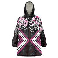 Pink Aotearoa Tukutuku Manawa Tapu Wearable Blanket Hoodie Ta Moko Toi Maori LT9 One Size Pink - Polynesian Pride