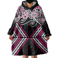 Pink Aotearoa Tukutuku Manawa Tapu Wearable Blanket Hoodie Ta Moko Toi Maori LT9 - Polynesian Pride